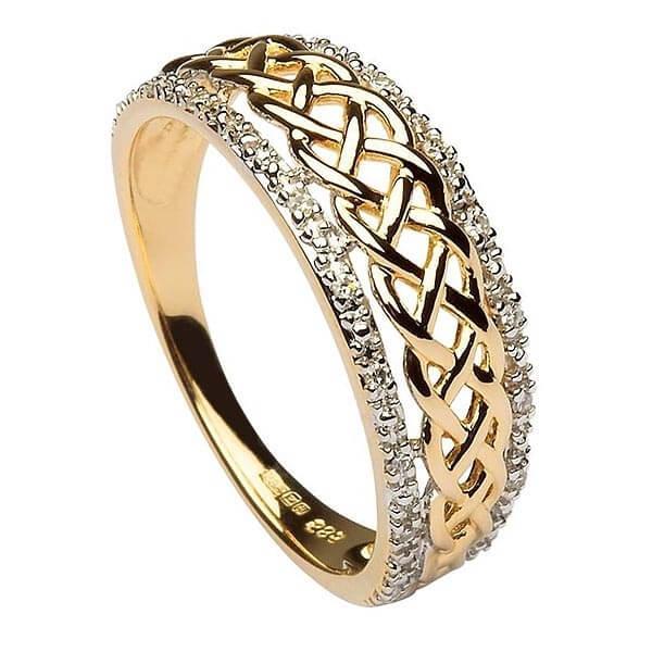 Ladies Yellow Gold Celtic Knot Diamond Ring - A Little Irish Too