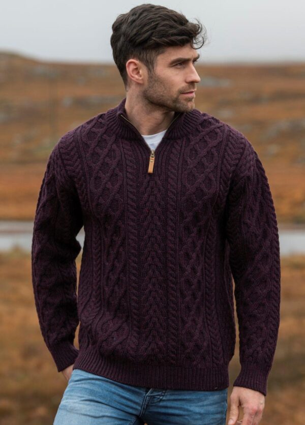 Donegal Men’s 1/4 Zip in Damson - A Little Irish Too