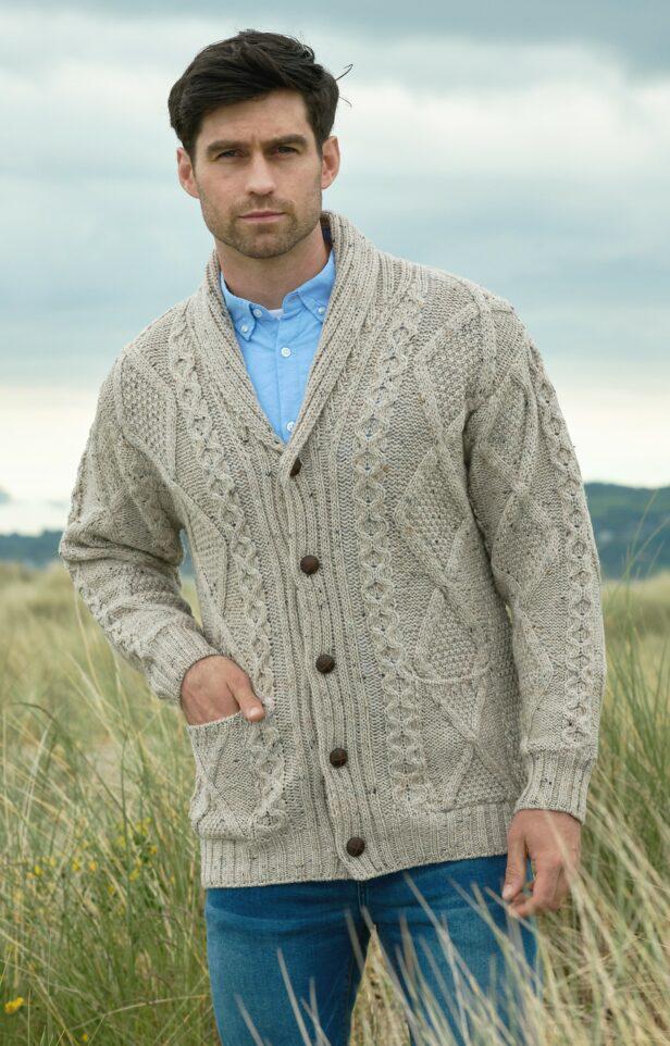 Oatmeal Shaw Collar Button Cardigan - A Little Irish Too