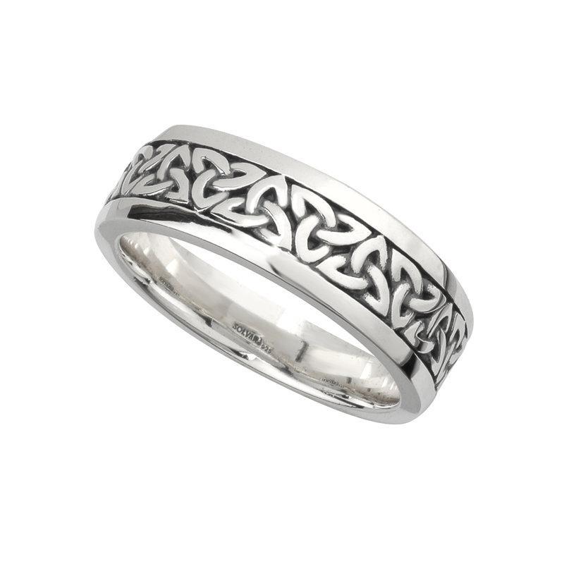 SILVER OXIDISED GENTS TRINITY KNOT RING - A Little Irish Too