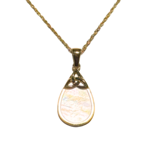 10K Mother of Pearl Oval Trinity Knot Pendant