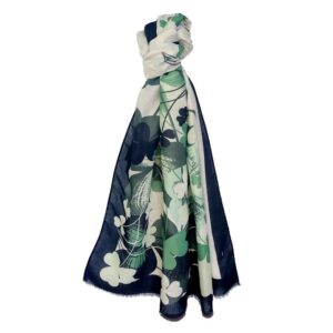 Cream/Green/Navy Shamrock Fashion Scarf