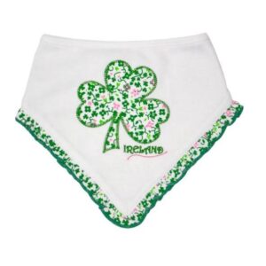 White All Over Print Applique Bandana Bib