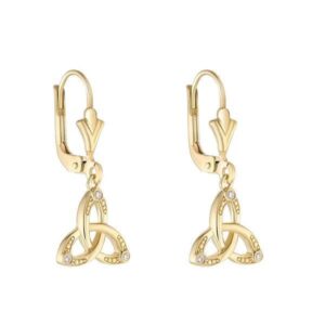 10K CZ Trinity Knot Drop Earrings